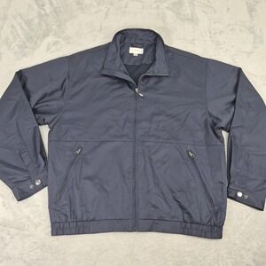 Cutter & Buck WeatherTec Navy Full Zip Jacket Men L Lightweight Casual Gold Coat